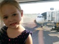 She is pretty sure she likes airplanes right before her first trip in one.