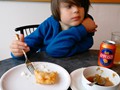 Half alseep and eating fish and drinking Applesin in Rekjavik.
