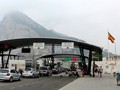 Walking into the border at Gibraltar. We parked in Spain, only a few blocks from here.