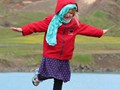 Balancing on the rocks near Lake Kleifarvatn.