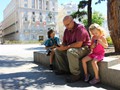 Checking our maps and getting our bearings on the morning of Day 2 in Madrid.