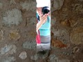Playing hide and go seek in the old fortifications of the Castillo de Peniscola.