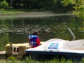 Andrew's aiming for a bluegill, if there are any in this lake.