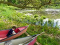 Andrew is mapping Little Pleasant Lake in this old canoe.