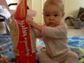 Ana shows off some of our Wal-mart finds. She may be hungry.