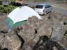 Our camp in the lava rocks at comfortable, bear-free Craters NP.