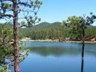 The Legion Lake Lodge, as seen from the rock face across the lake.