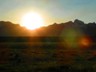 Sunset from Gros Ventre Road, which passes through bison-covered prairie.