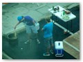 Poor weather did not disuade these guys from tailgating in downtown Baton Rouge.