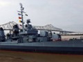 The U.S.S. Kidd is docked along the levee in Baton Rouge.