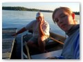 In the boat, waiting for embarcation.