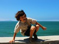 Fun on the seawall at the Sea of Cortez.