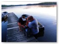 As we lose daylight, Micah and Scott work on the motor.