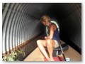 Fishing is fun in the drainage pipe under Camp #2 Road.